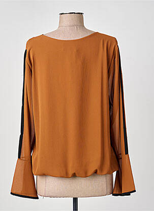Blouse légère et transparente manches longues marron COULEURS DU TEMPS femme