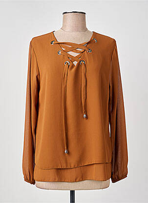 Blouse manches longues manches longues marron COULEURS DU TEMPS femme