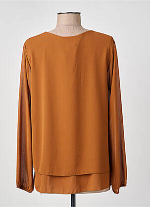 Blouse légère et transparente manches longues marron COULEURS DU TEMPS femme