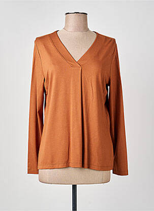 T-shirt col v manches longues marron GUY DUBOUIS femme