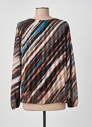 Top imprimé fantaisie manches longues marron NEW COLLECTION femme