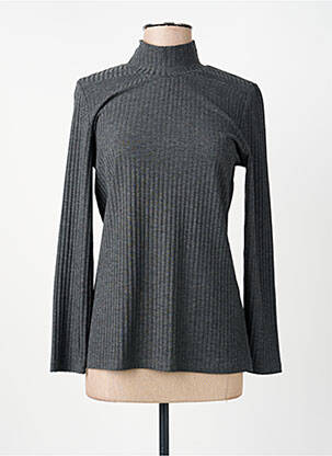 Sous-pull tissage côtelé manches longues gris GUY DUBOUIS femme