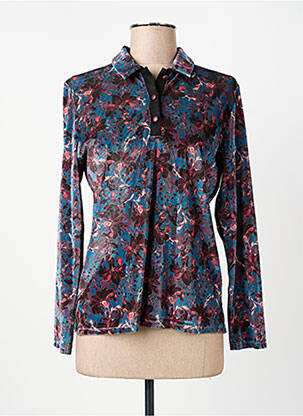 Polo stretch manches longues bleu GUY DUBOUIS femme