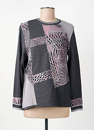 Pull tissage chiné manches longues gris GUY DUBOUIS femme