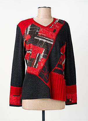 Pull coupe cintrée manches longues rouge GUY DUBOUIS femme