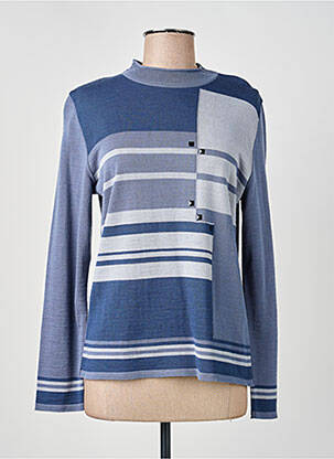 Pull coupe cintrée manches longues bleu GUY DUBOUIS femme