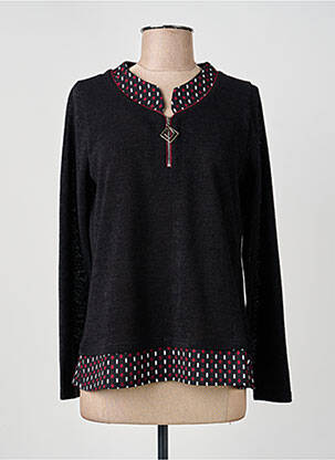 Pull coupe cintrée manches longues noir GUY DUBOUIS femme