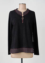 Pull tissage chiné manches longues noir GUY DUBOUIS femme