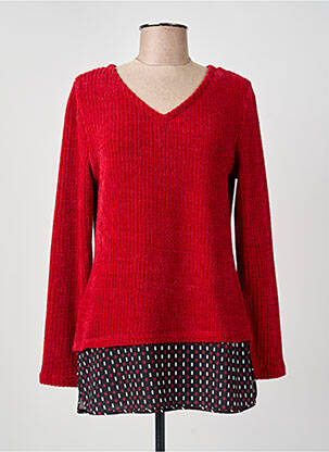 Pull tunique manches longues manches longues rouge GUY DUBOUIS femme