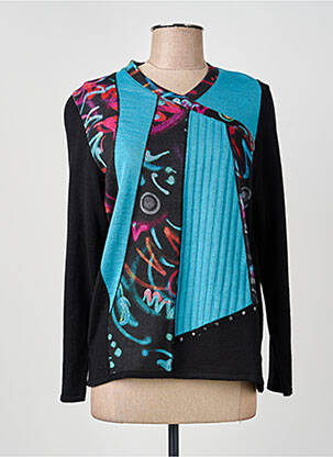 Pull coupe cintrée manches longues noir FRANCE RIVOIRE femme