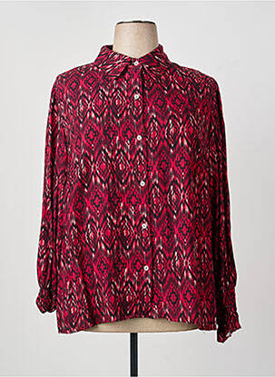 Chemisier coupe droite manches longues rouge COULEURS DU TEMPS femme