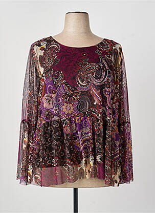 Blouse légère et transparente manches longues violet COULEURS DU TEMPS femme