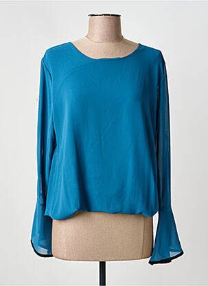 Blouse col rond manches longues bleu COULEURS DU TEMPS femme
