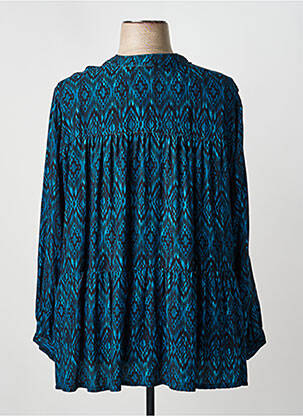 Blouse poignets boutonnés avec fente manches longues bleu COULEURS DU TEMPS femme