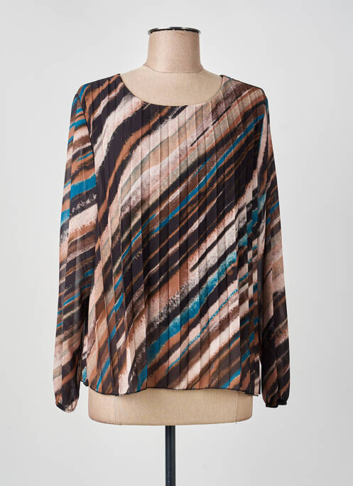 Top imprimé fantaisie manches longues marron NEW COLLECTION femme