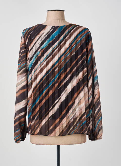 Top imprimé fantaisie manches longues marron NEW COLLECTION femme
