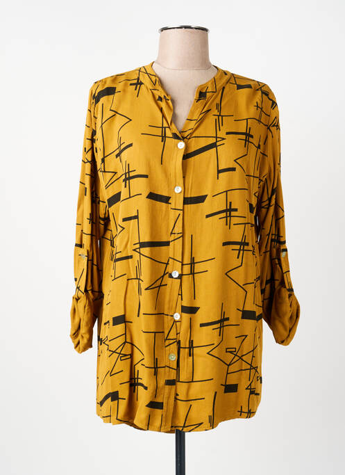 Chemisier imprimé fantaisie manches longues jaune COULEURS DU TEMPS femme