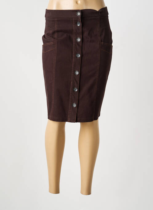 Jupe mi-longue stretch marron MERI & ESCA femme