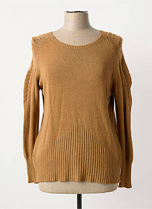 Pull coupe cintrée manches longues marron COULEURS DU TEMPS femme