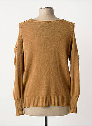 Pull coupe cintrée manches longues marron COULEURS DU TEMPS femme