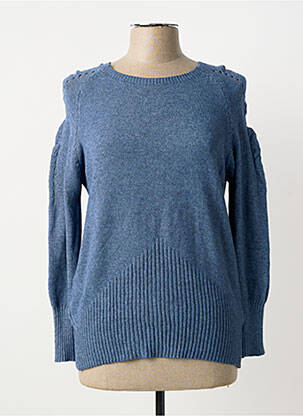 Pull coupe cintrée manches longues bleu COULEURS DU TEMPS femme