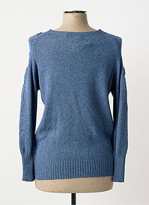 Pull coupe cintrée manches longues bleu COULEURS DU TEMPS femme