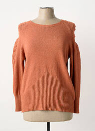 Pull coupe cintrée manches longues orange COULEURS DU TEMPS femme