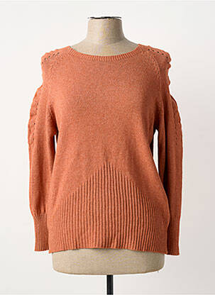 Pull coupe cintrée manches longues orange COULEURS DU TEMPS femme