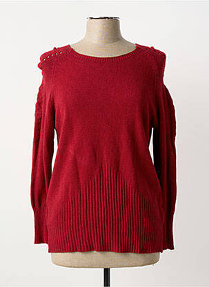 Pull coupe cintrée manches longues rouge COULEURS DU TEMPS femme