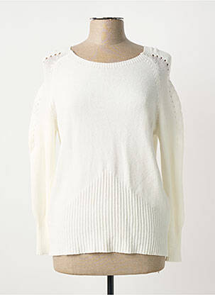 Pull coupe cintrée manches longues blanc COULEURS DU TEMPS femme