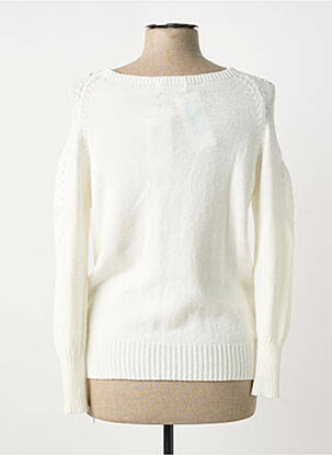 Pull coupe cintrée manches longues blanc COULEURS DU TEMPS femme