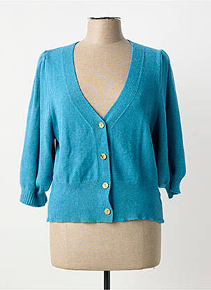 Gilet manches longues manches 3/4 bleu COULEURS DU TEMPS femme