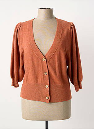 Gilet manches longues manches 3/4 orange COULEURS DU TEMPS femme