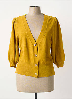 Gilet manches longues manches 3/4 jaune COULEURS DU TEMPS femme