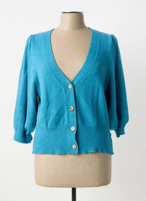 Gilet manches longues manches 3/4 bleu COULEURS DU TEMPS femme