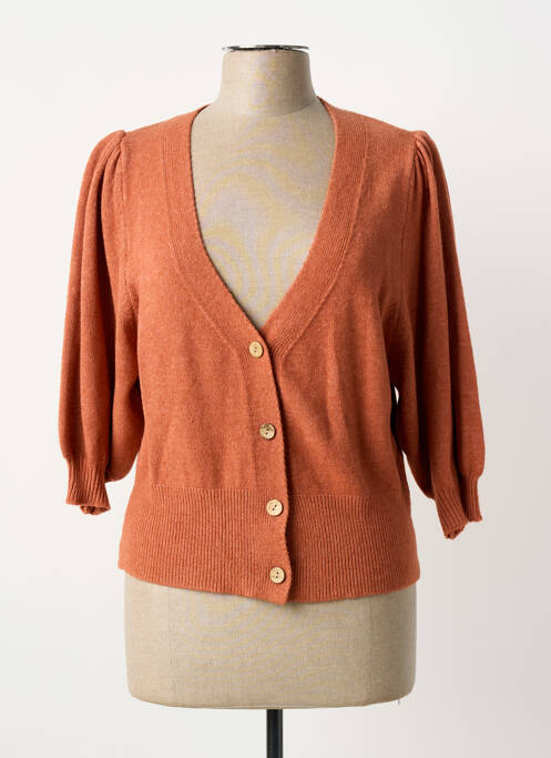 Gilet manches longues manches 3/4 orange COULEURS DU TEMPS femme