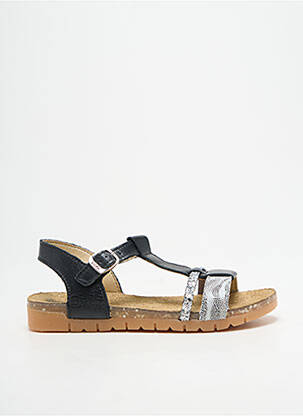 Sandales/nu pieds tissage satiné bout ouvert noir BOPY fille