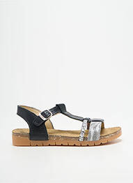 Sandales/nu pieds tissage satiné bout ouvert noir BOPY fille