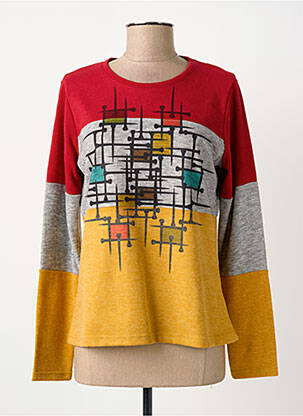 Pull coupe droite manches longues rouge GUY DUBOUIS femme