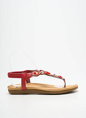 Tongs tissage satiné talon plat jusqu'à 3cm rouge ELUE PAR NOUS femme