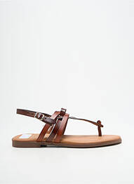 Tongs tissage satiné talon plat jusqu'à 3cm marron LOLA CANALES femme