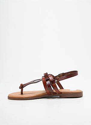 Tongs tissage satiné talon plat jusqu'à 3cm marron LOLA CANALES femme
