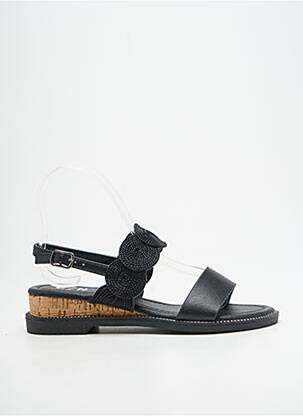 Sandales/nu pieds chiquet talon plat jusqu'à 3cm noir ELUE PAR NOUS femme
