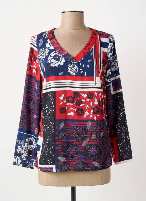 Blouse imprimé fantaisie manches longues bleu GREGORY PAT femme