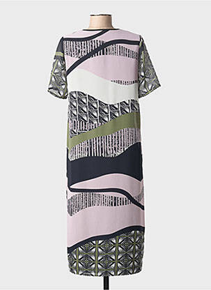 Robe mi-longue imprimé fantaisie manches courtes noir GUY DUBOUIS femme