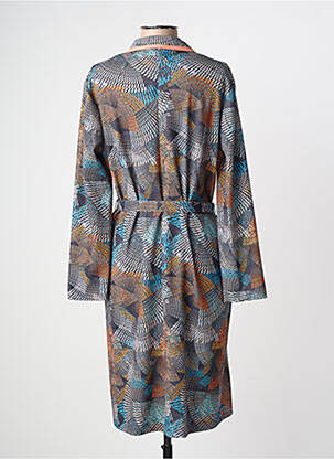 Robe mi-longue imprimé fantaisie manches longues bleu GUY DUBOUIS femme