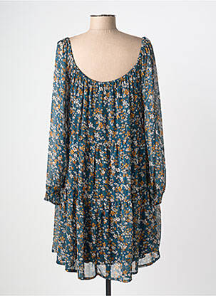 Robe mi-longue imprimé fleurs manches longues vert COULEURS DU TEMPS femme