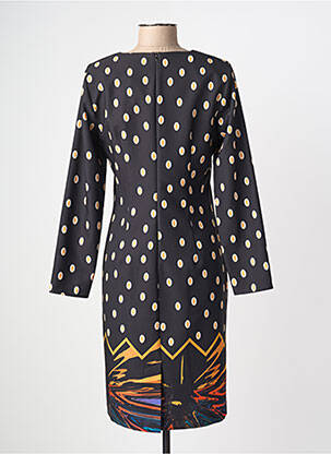 Robe mi-longue imprimé fantaisie manches longues noir GUY DUBOUIS femme