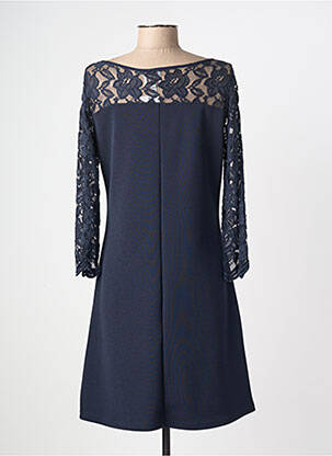 Robe mi-longue manches longues manches longues bleu GUY DUBOUIS femme