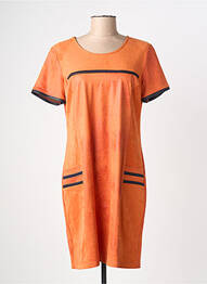Robe mi-longue manches courtes manches courtes orange HALOGENE femme